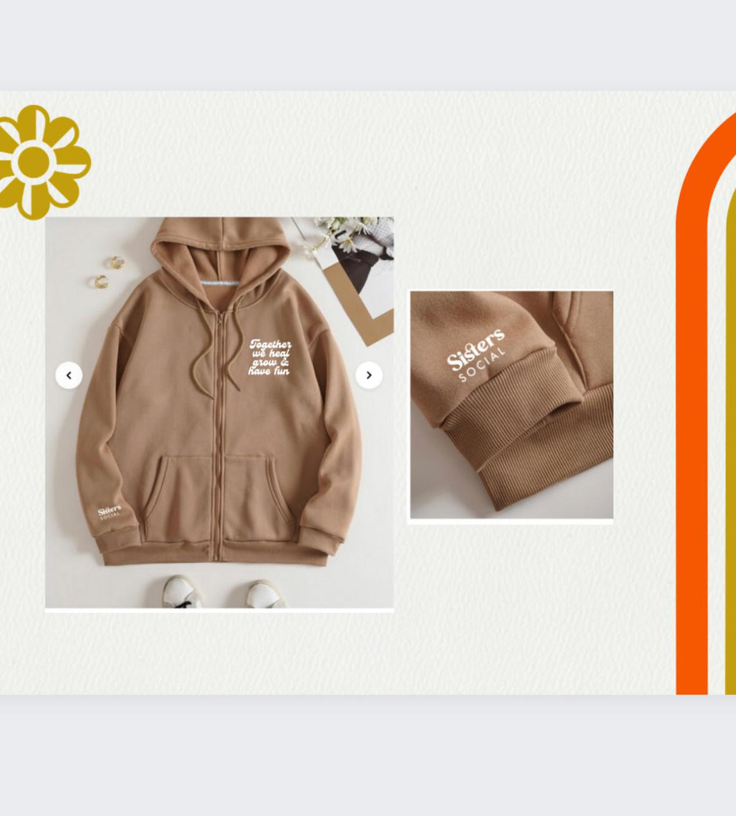 Sisters Social - Light Brown Zip-Up